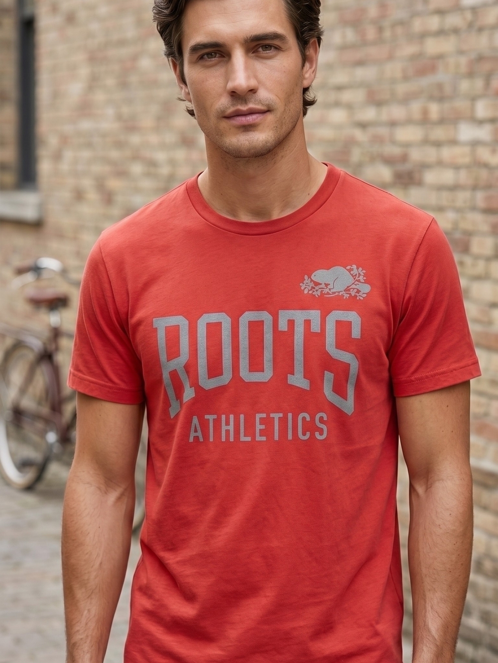 Roots Men's Red Athletics Crewneck Tee